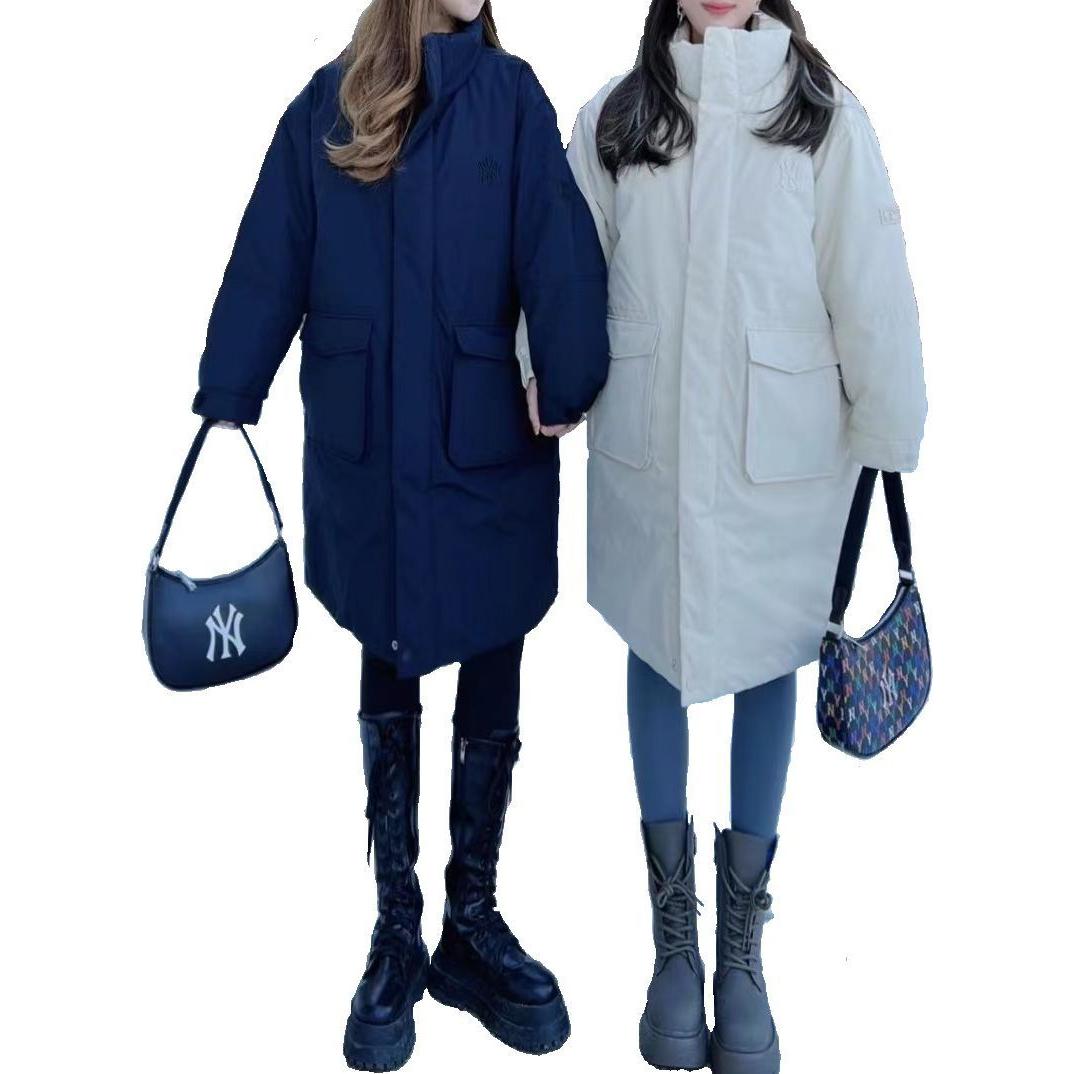 MLB Basic Logo New York Yankees Mid-Length White Down Jacket Unisex 3ADJJ0116-50BGL 圖 7