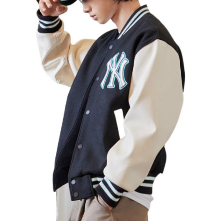 Details for MLB Basic Logo New York Yankees Patch Baseball Jacket Unisex Black 3AJPB0121-50BKS
