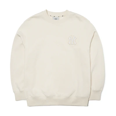 MLB Basic Logo New York Yankees Small Logo Crewneck Sweatshirt Cream Unisex 3AMTB0221-50CRS