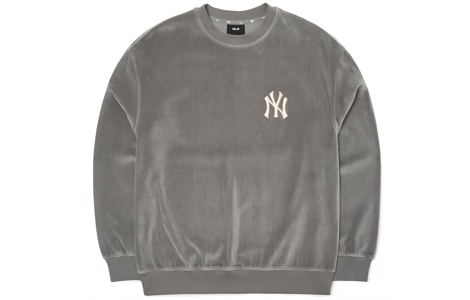 MLB Basic Logo New York Yankees Unisex Gray Crewneck Sweatshirt Casual Long Sleeve 3AMT00314-50GRD