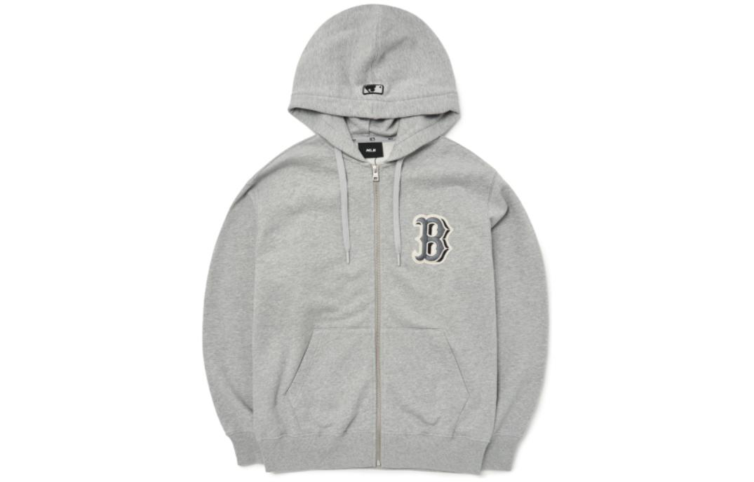 MLB Basic Logo SS22 Gray Embroidered Hoodie Jacket Unisex Loose Fit 3ATRB0224-43MGS