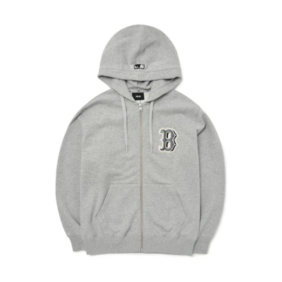 MLB Basic Logo SS22 Gray Embroidered Hoodie Jacket Unisex Loose Fit 3ATRB0224-43MGS