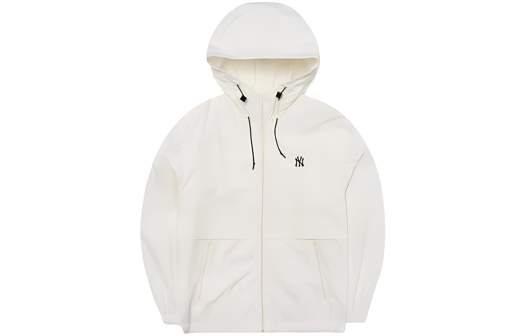 MLB Basic Logo SS22 New York Yankees Pocket Zip Hoodie White Unisex Jacket 3AWJB0121-50IVS