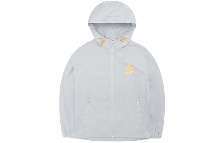 MLB Basic Logo Windbreaker Drawstring Jacket Grey Unisex 3AWJA0121-50GRS