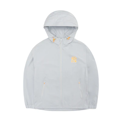 MLB Basic Logo Windbreaker Drawstring Jacket Grey Unisex 3AWJA0121-50GRS