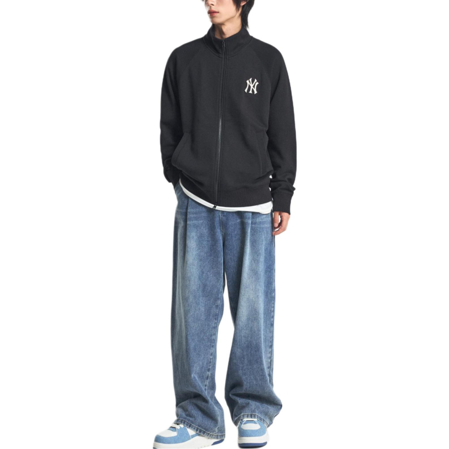 Purchase MLB 基本款紐約洋基 黑色舒適休閒長袖外套 男女通用 3ATRB0244-50BKS