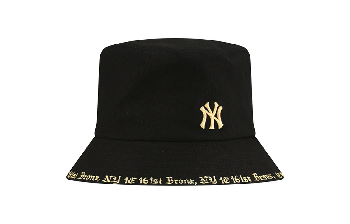 MLB Black Embroidered Cotton Bucket Hat Unisex Couples Style 3AHTHG01NK0002