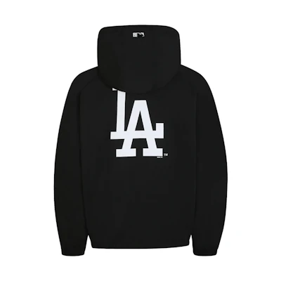 MLB Black Logo Hooded Windbreaker Jacket Unisex Long-Sleeve 31JPR1031-07L