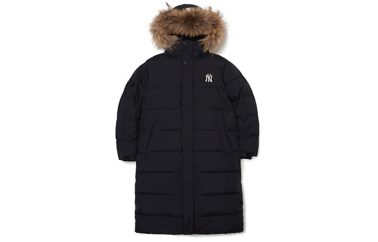 MLB Black Long Down Jacket Unisex Casual Hooded Winter Coat. 3ADJJ0716-50BKS