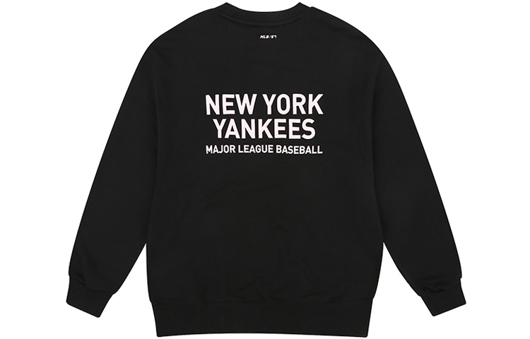 MLB Black Pullover Hoodie with Pink Logo and Back Letter Print Unisex 31MT21941-50X