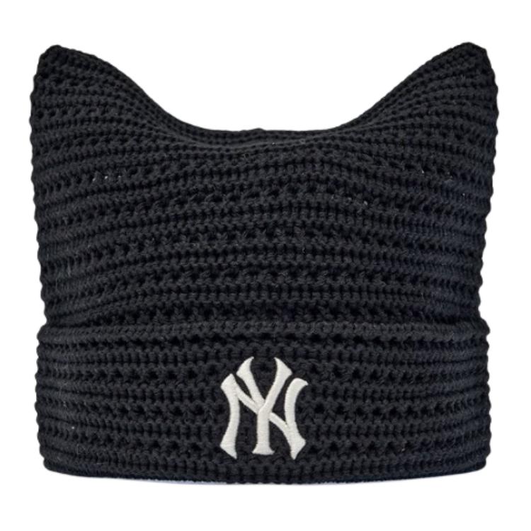 MLB Black Summer Logo Embroidered Breathable Cap - Unisex Trendy Design 3ABNB0163-50BKS