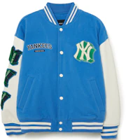 MLB Blue Baseball Collar Letter Logo Snap Button Jacket 3AJPV0234-50BLL MLB Blue Baseball Collar Letter Logo Snap Button Jacket 3AJPV0234-50BLL