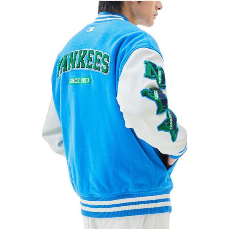 Purchase MLB Blue Baseball Collar Letter Logo Snap Button Jacket 3AJPV0234-50BLL