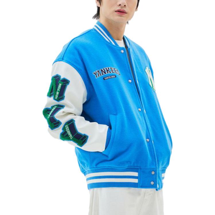 Details for MLB Blue Baseball Collar Letter Logo Snap Button Jacket 3AJPV0234-50BLL