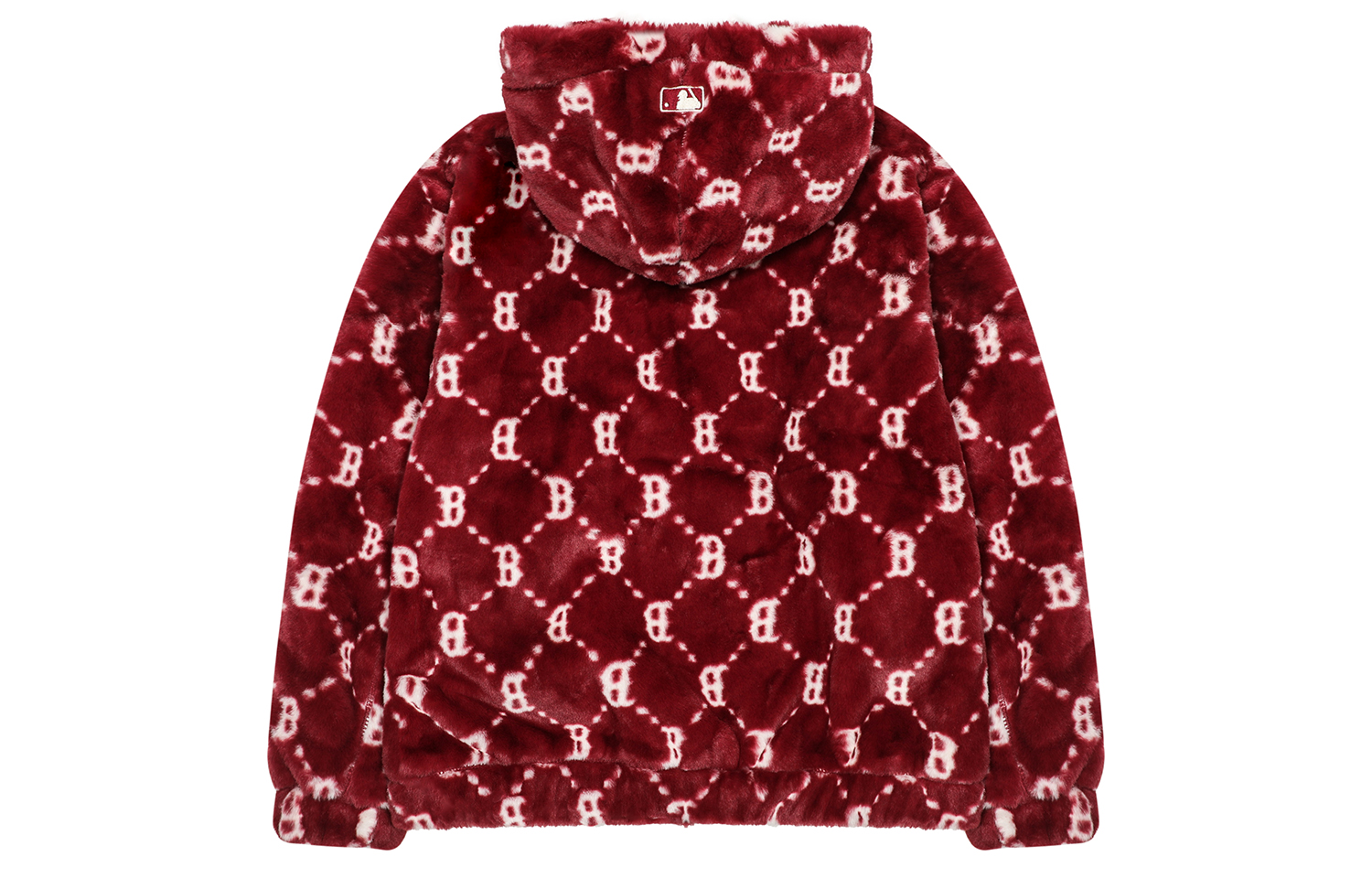 MLB Boston Red Sox All-Over Letter Print Sherpa Hoodie Jacket Unisex Maroon. 3AFDM0226-43WIS 圖 3