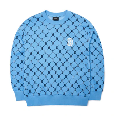 MLB Boston Red Sox All-over Logo Crewneck Sweatshirt Unisex Blue 3AMTM0421-43BLS