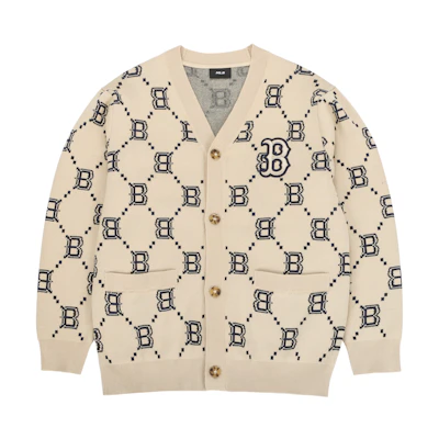 MLB Boston Red Sox All-Over Logo Knit Sweater Beige Unisex - Fall Edition. 3AKCM0221-43BGS