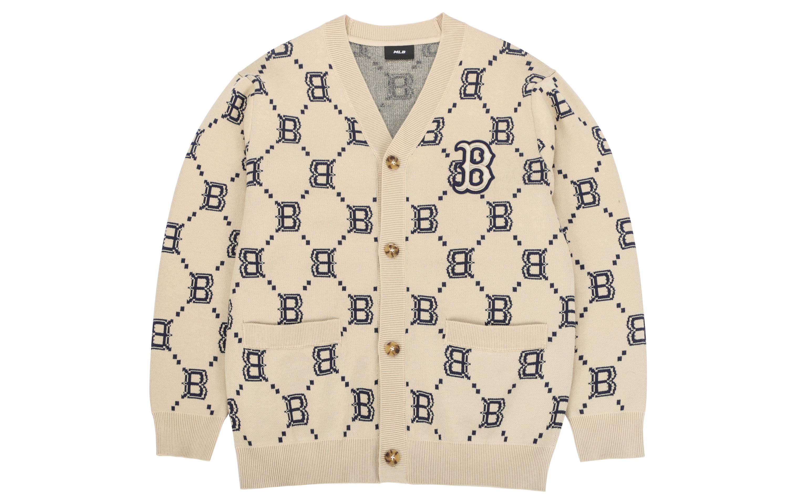 Order MLB Boston Red Sox All-Over Logo Knit Sweater Beige Unisex - Fall Edition. 3AKCM0221-43BGS