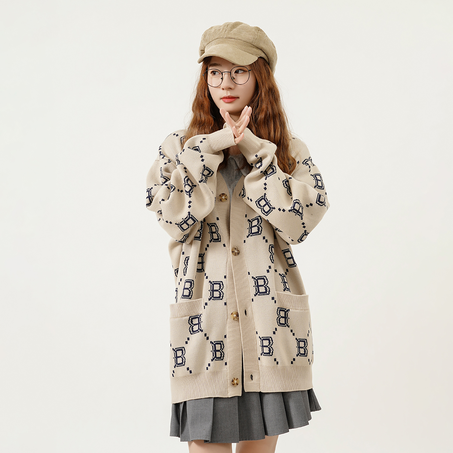 Purchase MLB Boston Red Sox All-Over Logo Knit Sweater Beige Unisex - Fall Edition. 3AKCM0221-43BGS