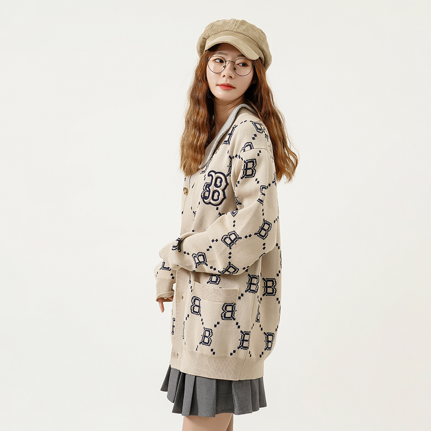 Cheap MLB Boston Red Sox All-Over Logo Knit Sweater Beige Unisex - Fall Edition. 3AKCM0221-43BGS