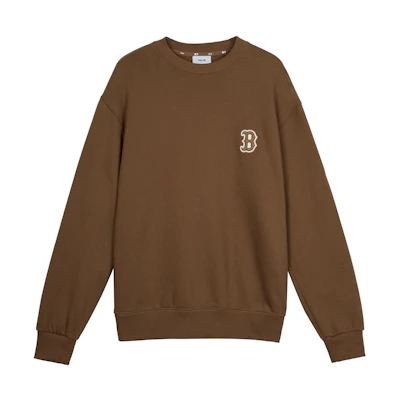 MLB Boston Red Sox Basic Logo Fleece Crewneck Sweatshirt Unisex Brown 3AMTB0716-43BRS