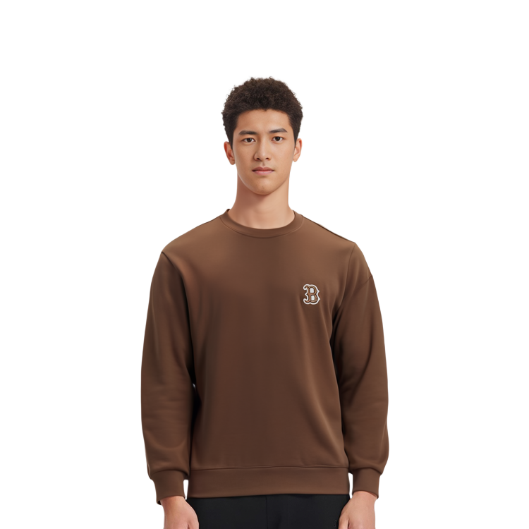 MLB Boston Red Sox Basic Logo Fleece Crewneck Sweatshirt Unisex Brown 3AMTB0716-43BRS 圖 6