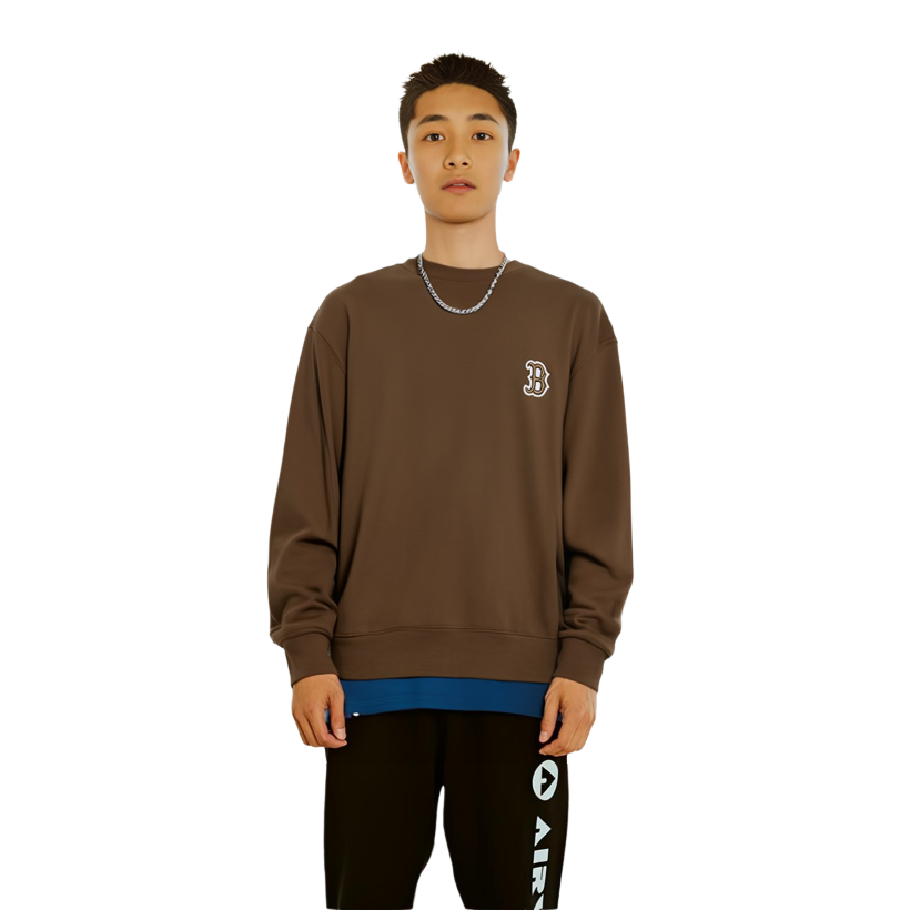 MLB Boston Red Sox Basic Logo Fleece Crewneck Sweatshirt Unisex Brown 3AMTB0716-43BRS 圖 7