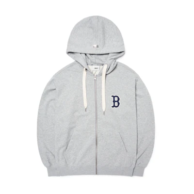MLB Boston Red Sox Basic Logo Grey Hoodie Unisex Full-Zip Sweatshirt 3ATRB0124-43MGD