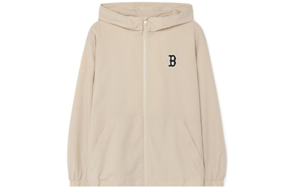 MLB Boston Red Sox Basic Mid-Length Windbreaker Unisex Beige Hoodie 3AWIB0131-43BGL
