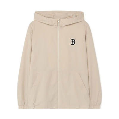 MLB Boston Red Sox Basic Mid-Length Windbreaker Unisex Beige Hoodie 3AWIB0131-43BGL