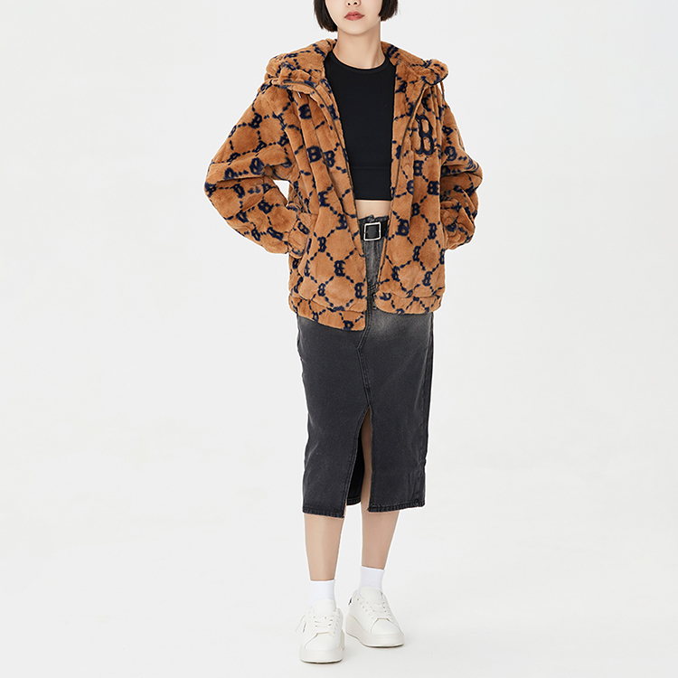 Shop MLB Boston Red Sox Jaket Sherpa Fleece Hoodie Cokelat Tahan Angin Unisex. 3AFDM0226-43BGS