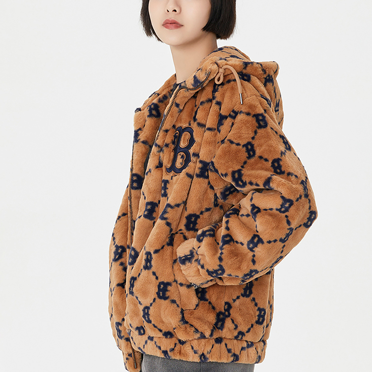 Details for MLB Boston Red Sox Jaket Sherpa Fleece Hoodie Cokelat Tahan Angin Unisex. 3AFDM0226-43BGS