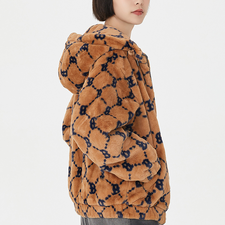 Sizing MLB Boston Red Sox Jaket Sherpa Fleece Hoodie Cokelat Tahan Angin Unisex. 3AFDM0226-43BGS