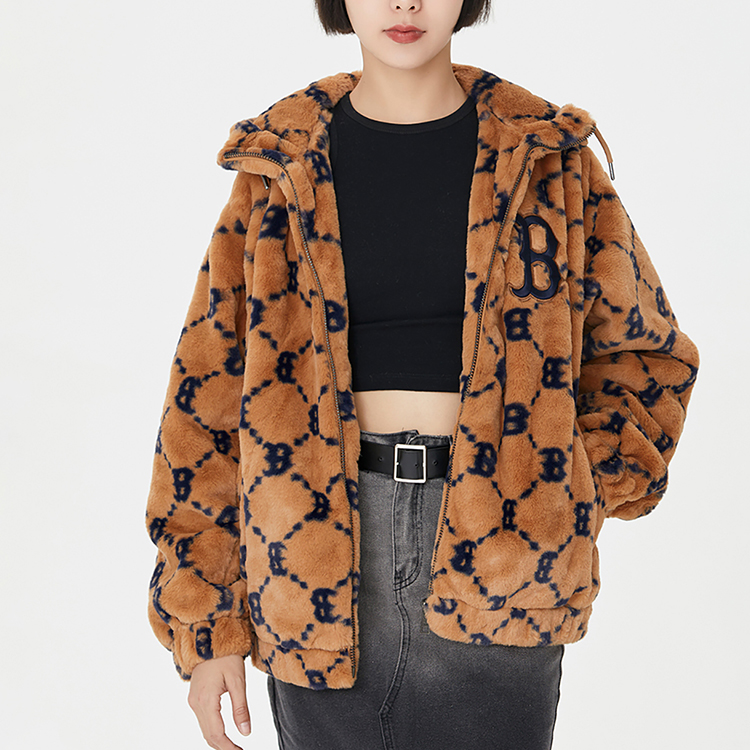 Cheap MLB Boston Red Sox Jaket Sherpa Fleece Hoodie Cokelat Tahan Angin Unisex. 3AFDM0226-43BGS