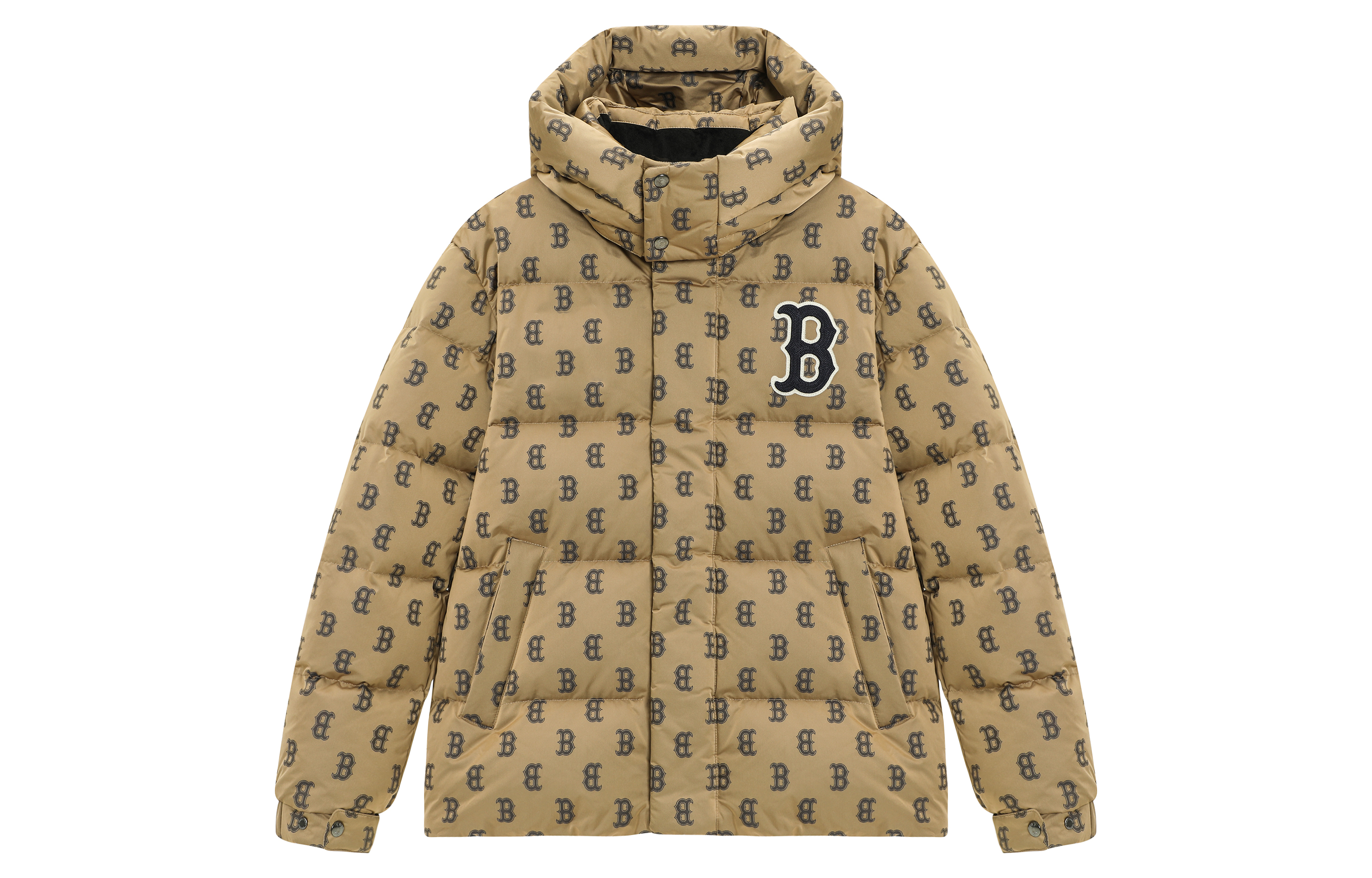 MLB Boston Red Sox Beige Short Hooded Down Jacket Unisex Casual Winter Wear 3ADJM0426-43BGS