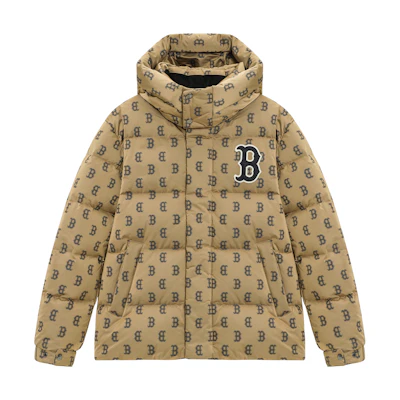 MLB Boston Red Sox Beige Short Hooded Down Jacket Unisex Casual Winter Wear 3ADJM0426-43BGS