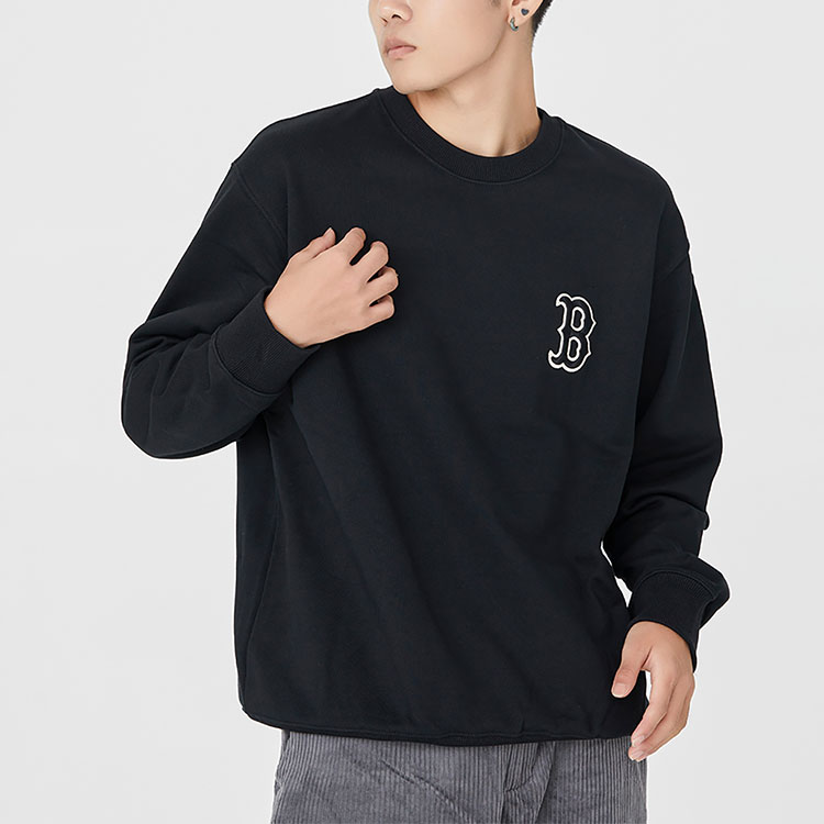 Sizing MLB Boston Red Sox Black Crewneck Sweatshirt with Large Back Logo Unisex Vintage Style 3AMTO0226-43BKS
