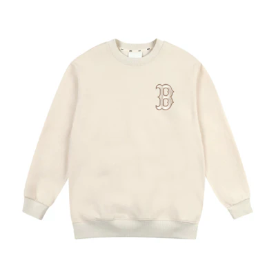 MLB Boston Red Sox Crewneck Fleece Sweatshirt Winter Unisex Off-White 31MT53061-43I