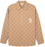 MLB Boston Red Sox Diamond Floral Embroidered Retro Zip Jacket Beige Unisex 3AWSM0441-43CAL MLB Boston Red Sox Diamond Floral Embroidered Retro Zip Jacket Beige Unisex 3AWSM0441-43CAL