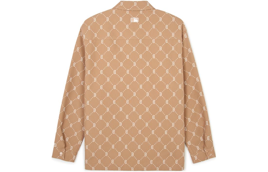 Lookbook MLB 波士頓紅襪鑽石花卉刺繡復古拉鍊外套 米色 男女通用 3AWSM0441-43CAL