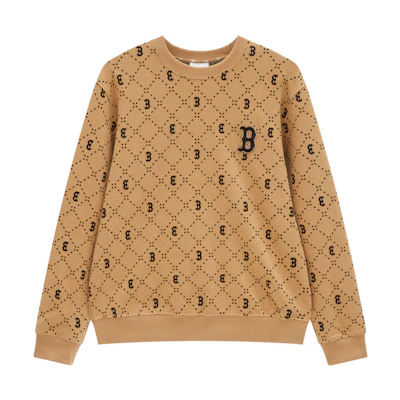 MLB Boston Red Sox Diamond Retro Knit Pullover Sweatshirt Beige Unisex 23FW 3AMTM0134-43CAL