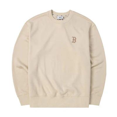 MLB Boston Red Sox Embroidered Crewneck Pullover Beige Unisex Sweater 3AMTB0336-43BGL