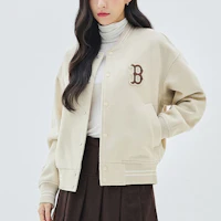 Purchase MLB Boston Red Sox Embroidered Logo Beige Loose Fit Unisex Baseball Jacket. 3AJPV0134-43BGL