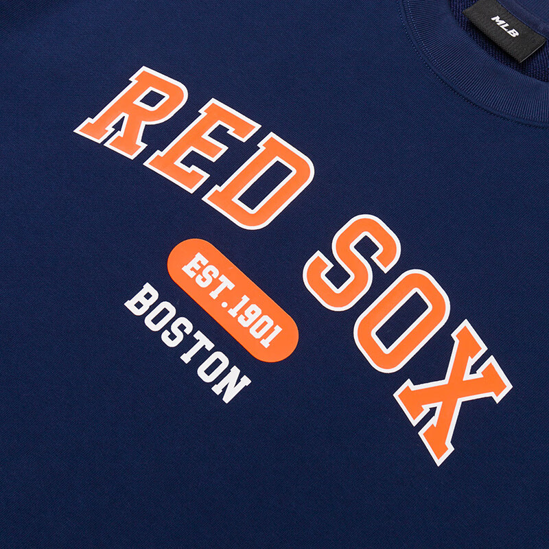 Purchase MLB波士頓紅襪繡花標誌圓領長袖男女款深藍色運動衫 3AMTV9244-43NYS