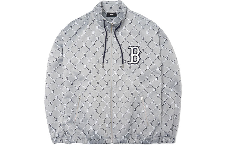 MLB Boston Red Sox Full-Print Windbreaker Jacket Men’s Light Gray 3LWJM0321-43MGS