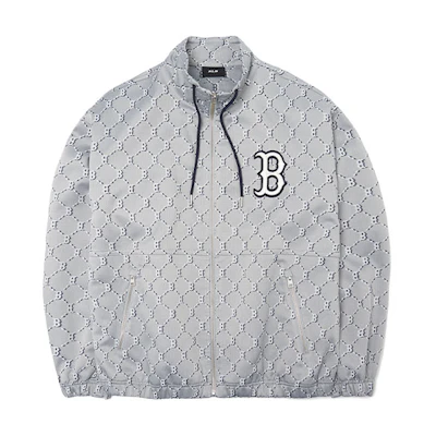 MLB Boston Red Sox Full-Print Windbreaker Jacket Men’s Light Gray 3LWJM0321-43MGS