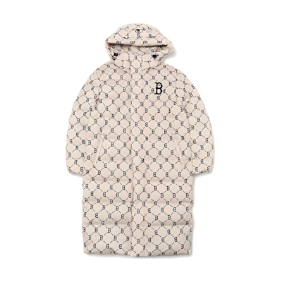 MLB Boston Red Sox Full Print Zip Puffer Jacket Unisex Cream Color. 3ADJM0926-43BGL
