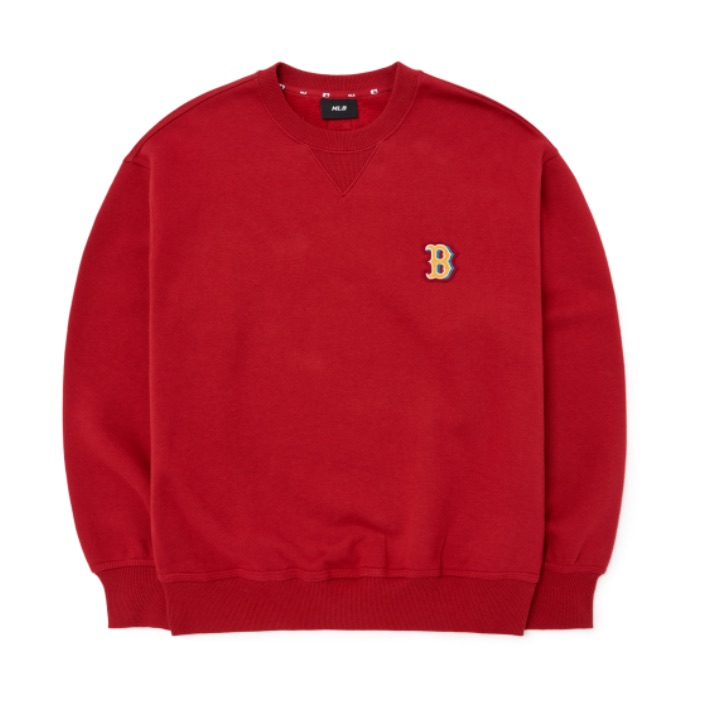MLB Boston Red Sox FW22 Logo Embroidered Pullover Fleece Sweatshirt Maroon 3AMTB0526-43WIS