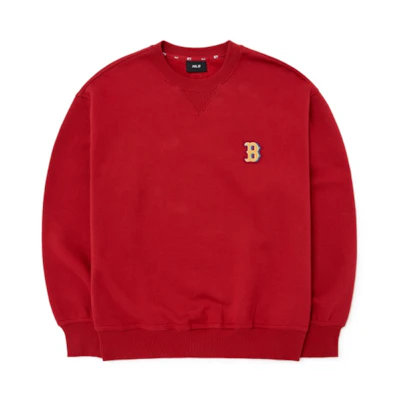 MLB Boston Red Sox FW22 Logo Embroidered Pullover Fleece Sweatshirt Maroon 3AMTB0526-43WIS