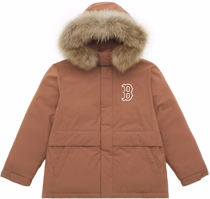 MLB波士頓紅襪FW24男女同款棕色可拆帽浣熊毛邊大衣 3ADJEC736-43BRS Buy MLB波士頓紅襪FW24男女同款棕色可拆帽浣熊毛邊大衣 3ADJEC736-43BRS